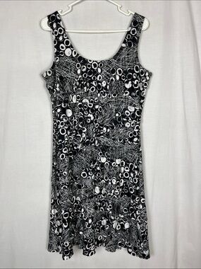 Tango Mango Black and Whote Circles Midi Dress